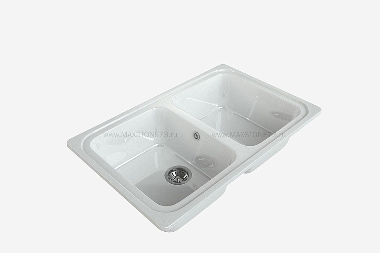 MAXSTONE Мойка глянцевая MS-12 (белый металлик) 780*495*210